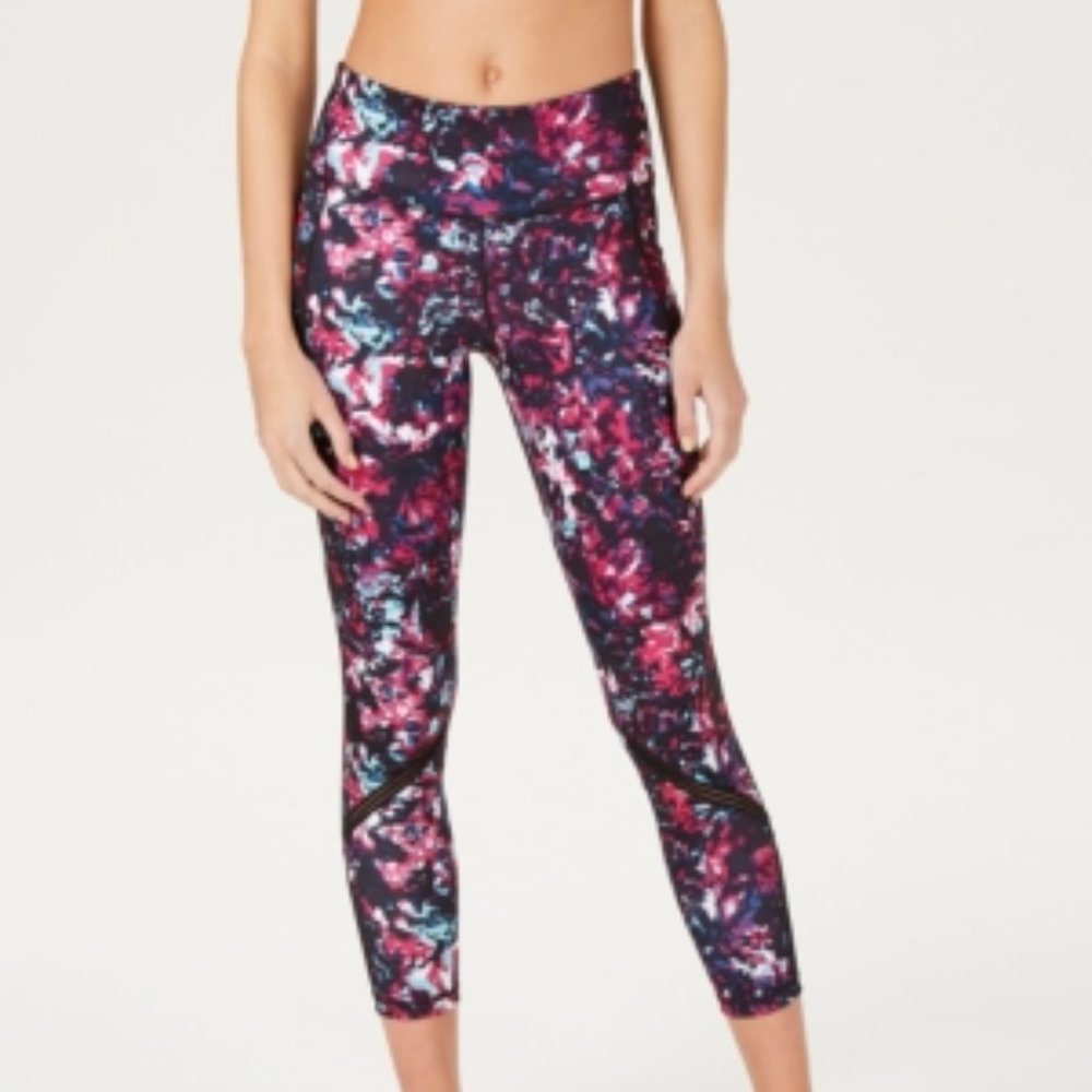 Floral Printed Mesh-Trimmed Leggings XS